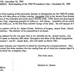 Announcements, 1969-11-10. ...
