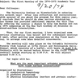 Announcements, 1974-09-10. ...