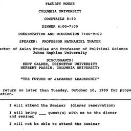 Announcements, 1989-10-13. ...