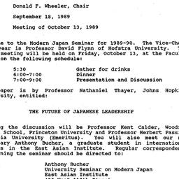 Announcements, 1989-09-18. ...