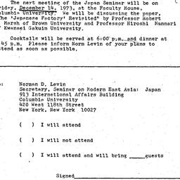 Announcements, 1973-12-14. ...