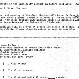 Announcements, 1973-11-09. ...