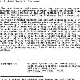 Announcements, 1984-02-10. ...