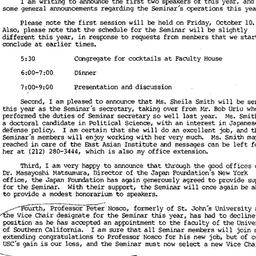 Announcements, 1986-09-18. ...