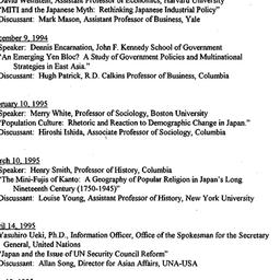 Schedules, Modern East Asia...