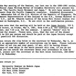 Announcements, 1981-04-30. ...