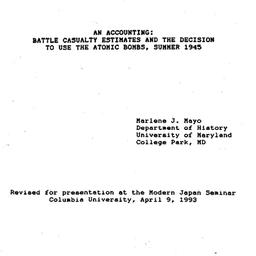 Speaker's paper, 1993-0...