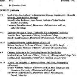 Schedules, Modern East Asia...