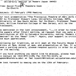 Announcements, 1998-01-18. ...