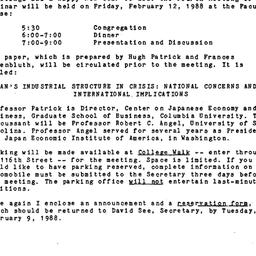 Announcements, 1988-02-12. ...