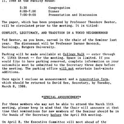 Announcements, 1988-03-11. ...
