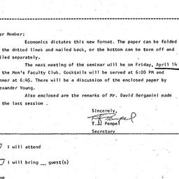 Announcements, 1972-04-14. ...