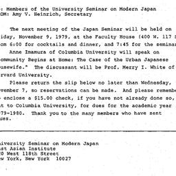 Announcements, 1979-11-09. ...