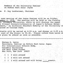 Announcements, 1974-11-06. ...