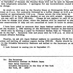 Announcements, 1982-09-17. ...