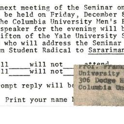 Announcements, 1967-12-08. ...