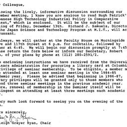 Announcements, 1985-11-17. ...