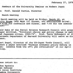 Announcements, 1978-02-27. ...