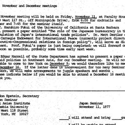 Announcements, 1977-10-31. ...