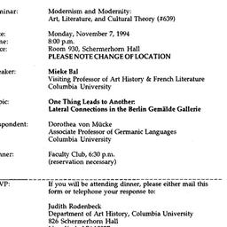 Announcements, 1994-11-07. ...