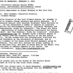 Announcements, 2005-01-11. ...