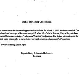 Announcements, 2000-03-08. ...