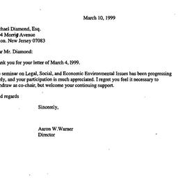 Correspondence, 1999-03-10....