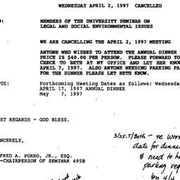Announcements, 1997-04-02. ...