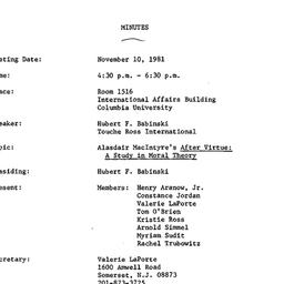 Minutes, 1981-11-10. The Pe...