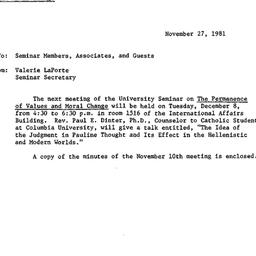 Announcements, 1981-12-08. ...