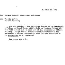 Announcements, 1982-01-12. ...