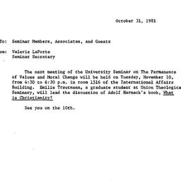 Announcements, 1981-11-10. ...