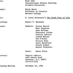 Minutes, 1981-10-13. The Pe...