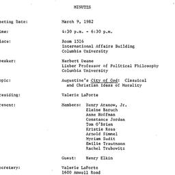 Minutes, 1982-03-09. The Pe...