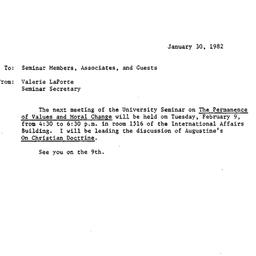 Announcements, 1982-02-09. ...