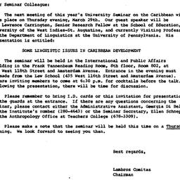 Announcements, 1984-03-29. ...