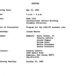 Minutes, 1981-05-12. The Pe...