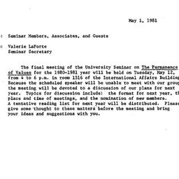 Announcements, 1981-05-12. ...