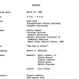 Minutes, 1981-03-17. The Pe...