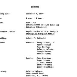 Minutes, 1980-12-09. The Pe...