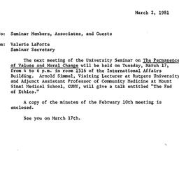 Announcements, 1981-03-17. ...