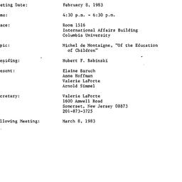 Minutes, 1983-02-08. The Pe...