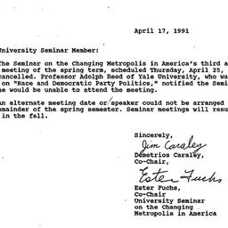 Announcements, 1991-04-17. ...