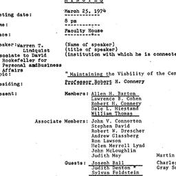 Minutes, 1974-03-25. The Ch...