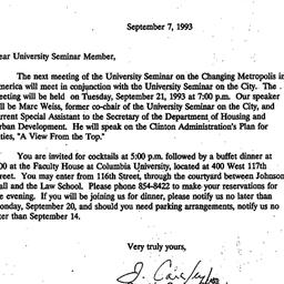 Announcements, 1993-09-07. ...