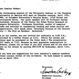 Announcements, 1984-03-12. ...