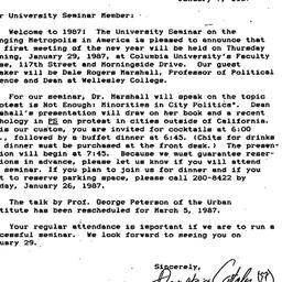 Announcements, 1987-01-07. ...