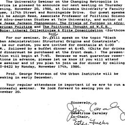 Announcements, 1986-10-24. ...