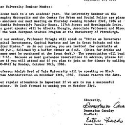 Announcements, 1986-09-24. ...