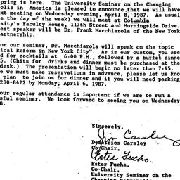 Announcements, 1987-03-20. ...